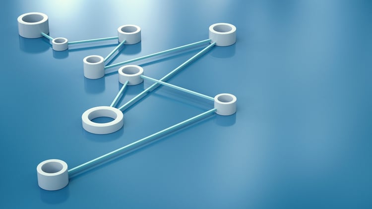 Stilisiertes Netzwerk symbolisiert Digitale Souveränität beim IT-Outsourcing