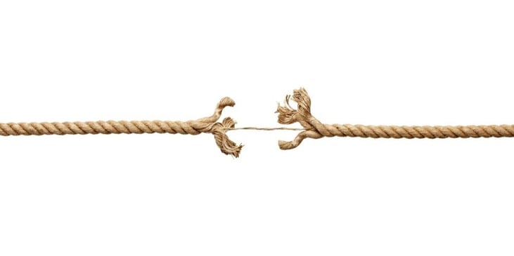 close up  of a damaged rope on white background with clipping path-1