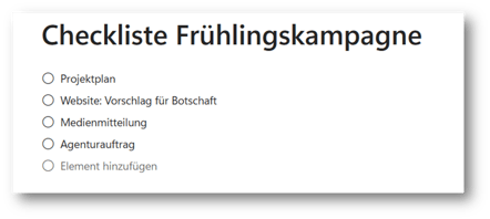 MS Loop: Checklisten