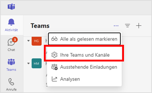 Bildliche Darstellung der Übersicht von Teams und Kanälen in Microsoft Teams